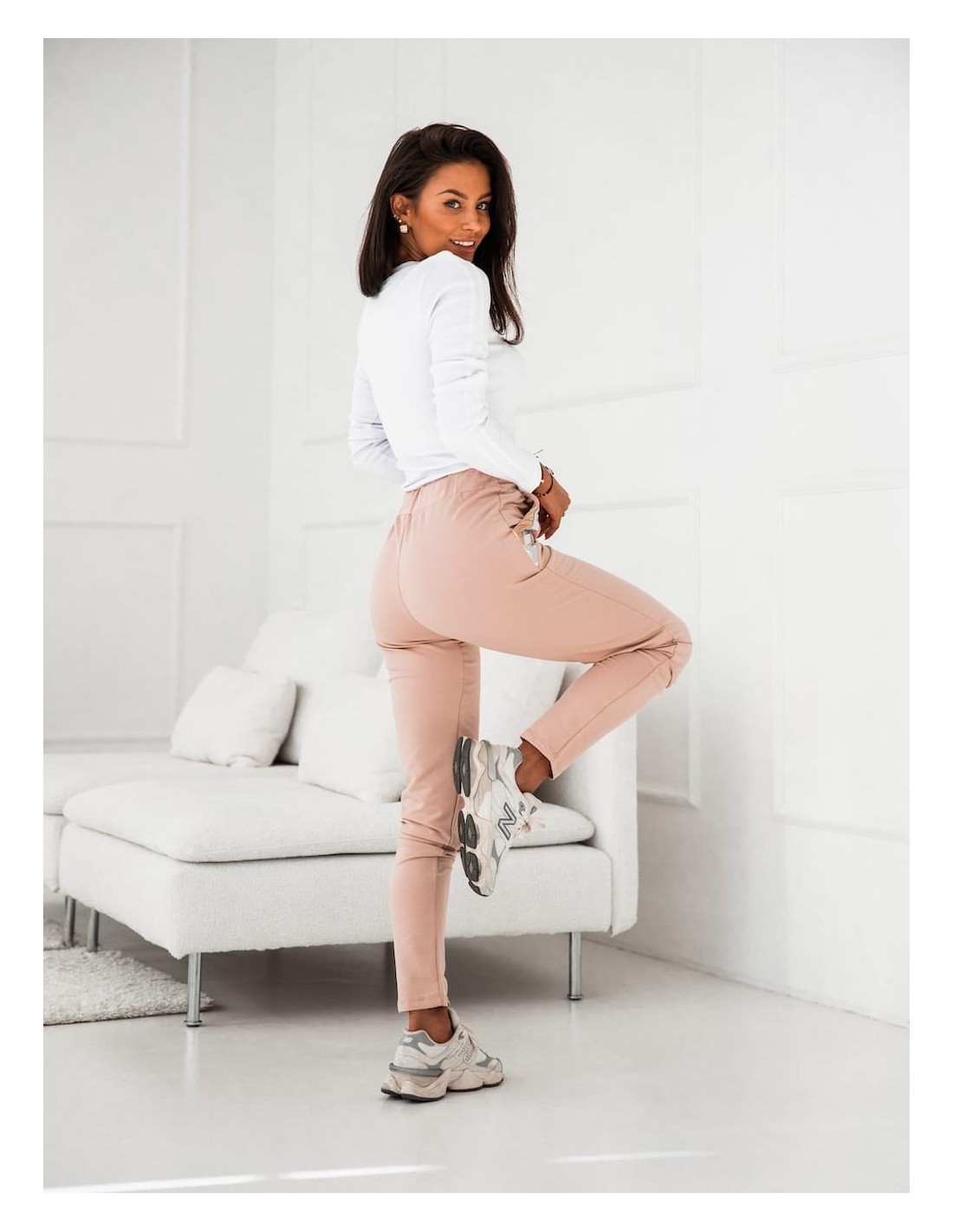 Women\'s beige cotton sweatpants 0560 - Online store - Boutique